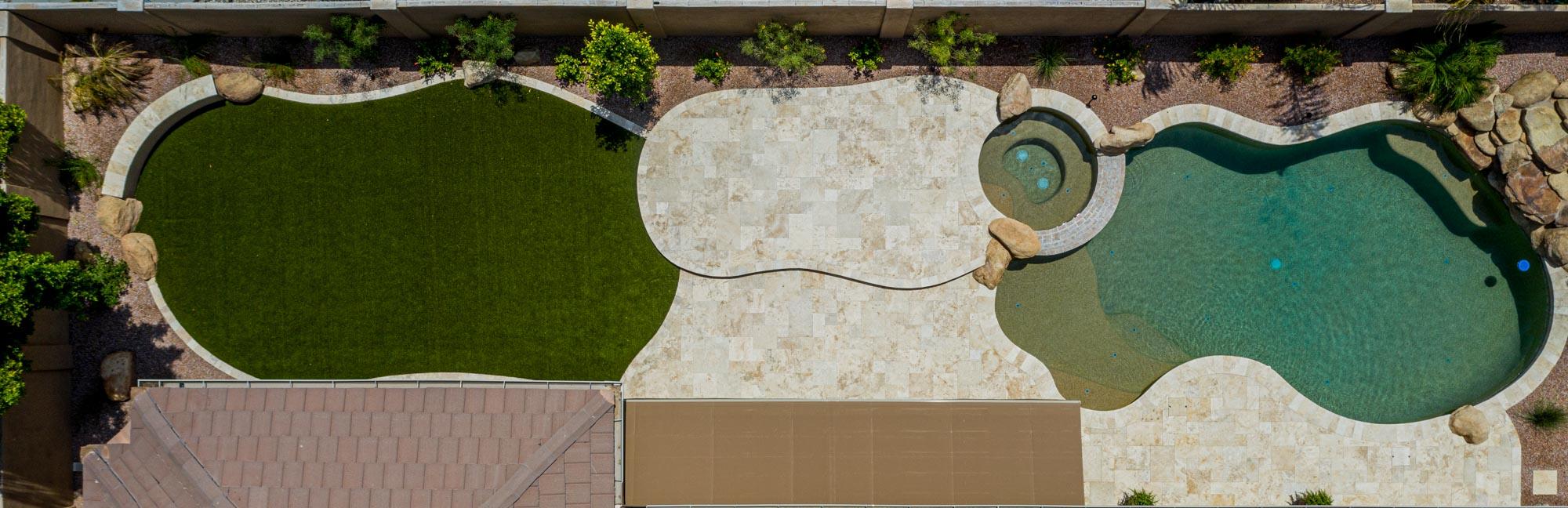 full view of custom backyard project near the Gilbert, AZ area