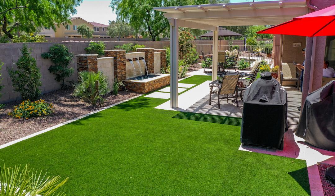 Modern artifical grass installation for outdoor living Scottsdale AZ