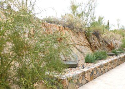 Desert Landscape with rock wall in Scottsdale
