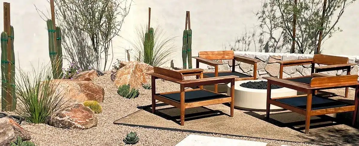 Desert Landscape Design Hardscaping with Seating Area