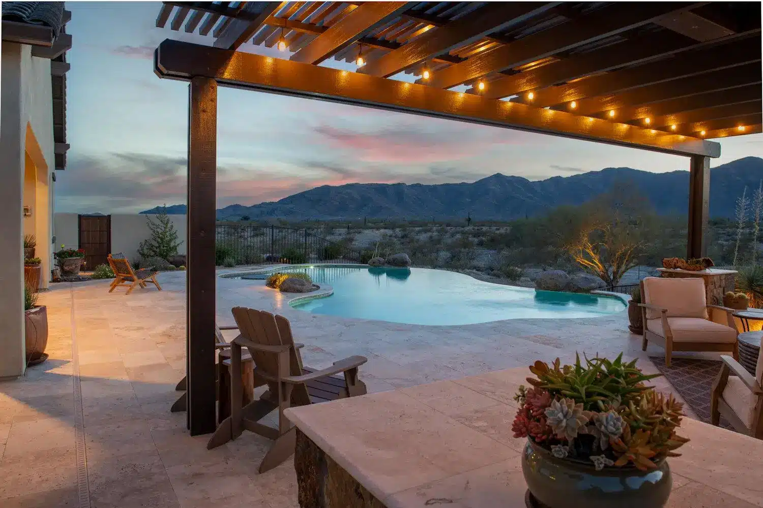 Custom patio and pool landscaping design in Gilbert, Arizona